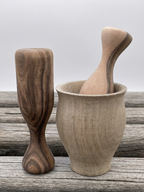 Wooden mortar and pestle